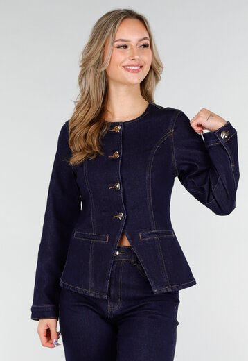 Donkerblauwe Denim Blazer