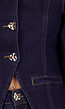 Donkerblauwe Denim Peplum Blazer met Goudkleurige Knopen