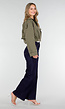 Cropped Trenchcoat Olijfgroen met Brede Revers en Dubbele Knoopsluiting