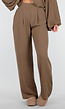 Bruine Linnenlook Broek met Rechte Pijpen