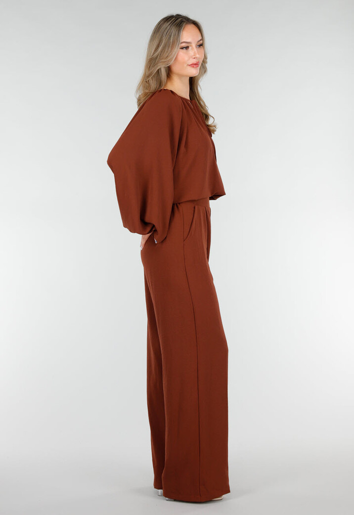 Terracotta Linnenlook Broek met Hoge Taille