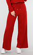 Bordeauxrode Broek met Wijde Pijpen en Elastische Taille