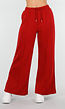 Bordeauxrode Broek met Wijde Pijpen en Elastische Taille