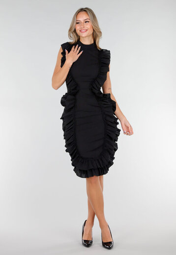 Zwarte Jurk met Ruffles