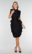Zwarte Ruffle Jurk Zonder Mouwen met Stretch