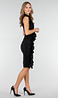 Zwarte Ruffle Jurk Zonder Mouwen met Stretch