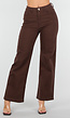 Bruine High Waist Stretch Jeans met Rechte Pijpen