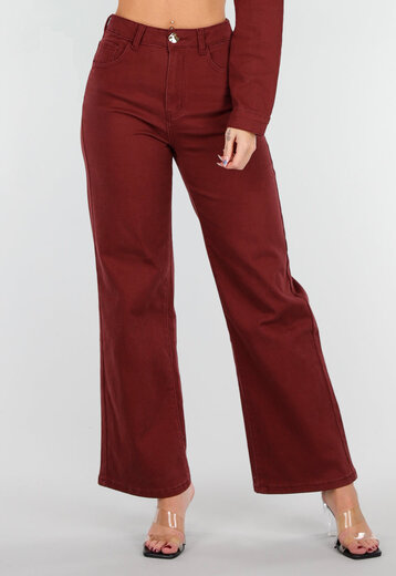 High Waist Jeans Bordeauxrood