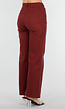 Bordeauxrode High Waist Jeans met Rechte Pijpen en Goudkleurige Knoop