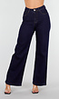 Donkerblauwe High Waist Wide Leg Jeans met Klassieke Stiksels
