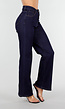 Donkerblauwe High Waist Wide Leg Jeans met Klassieke Stiksels