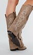 Taupe cowboylaarzen met borduursel en suèdelook