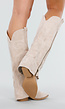 Beige Suède Look Cowboylaarzen met Stikseldetail