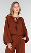 Terracotta Stretch Blouse met Striksluiting en Wijde Mouwen