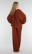 Terracotta Stretch Blouse met Striksluiting en Wijde Mouwen