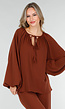 Rood Bruine Linnenlook Blouse