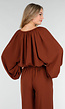 Terracotta Stretch Blouse met Striksluiting en Wijde Mouwen