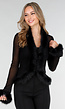Zwarte Mesh Top met Imitatiebont