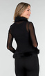 Zwarte Mesh Top met Imitatiebont