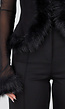 Zwarte Mesh Top met Imitatiebont