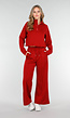 Bordeauxrode Cropped Lounge Trui met Halve Rits en Hoge Kraag