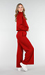 Bordeauxrode Cropped Lounge Trui met Halve Rits en Hoge Kraag