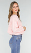 Roze One Shoulder Trui met Wijde Mouwen in Zachte Stof