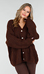Gebreide Bruine Cardigan met Lurex en Goudkleurige Knopen