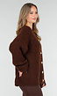 Gebreide Bruine Cardigan met Lurex en Goudkleurige Knopen