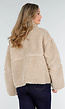 Beige Teddy Jas met Opstaande Kraag en Knoopsluiting