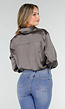 Satijnen Blouse Grijs met Lange Mouwen En Knoopsluiting
