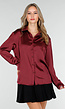 Bordeaux Satijnlook Blouse met Lange Mouwen en Knoopsluiting