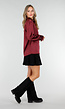 Bordeaux Satijnlook Blouse met Lange Mouwen en Knoopsluiting