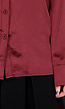 Bordeaux Satijnlook Blouse met Lange Mouwen en Knoopsluiting