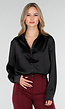 Zwarte Satijnen Blouse