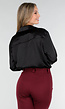 Zwarte Satijnlook Blouse met Lange Mouwen en Knoopsluiting