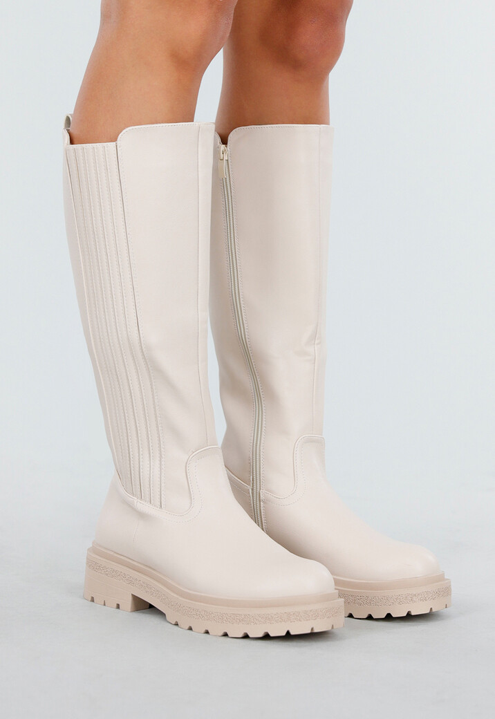 Beige Hoge Laarzen met Chunky Zool