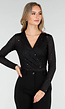 Zwarte Glitter Body met V-Hals en Overslag