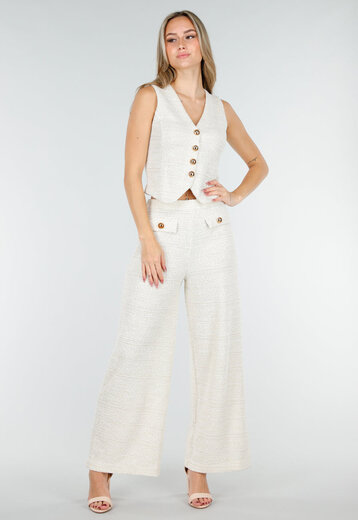 Beige Tweed Two Piece Set