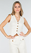 Beige Two Piece Set met Gilet en Pantalon met Gouden Knopen