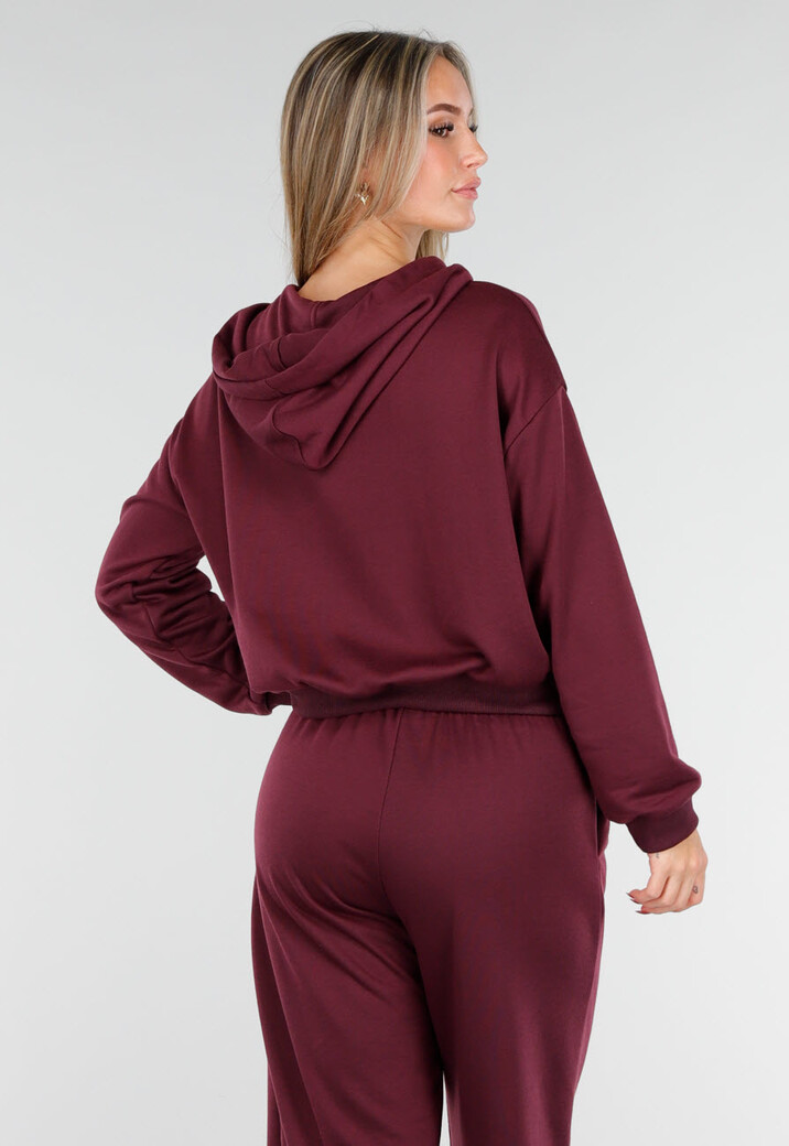 Bordeauxrode Jogging Set met Vest en Wijde Broek