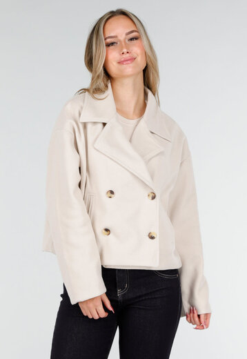 Beige Korte Trenchcoat