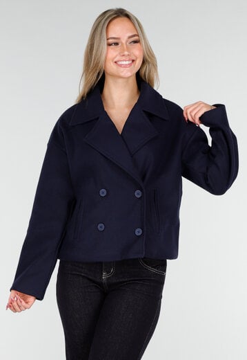 Blauwe Korte Trenchcoat