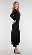 Zwarte One Shoulder Fleece Maxi Jurk met Asymmetrische Zoom en Stretch