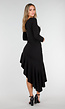 Zwarte One Shoulder Fleece Maxi Jurk met Asymmetrische Zoom en Stretch