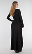 Zwarte Maxi Jurk met Vierkante Hals en Split in Stretch