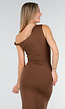 Bruine One Shoulder Maxi Jurk met Drapedetail en Stretch
