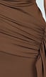 Bruine One Shoulder Maxi Jurk met Drapedetail en Stretch