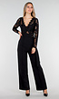 Zwarte Kanten Jumpsuit met V-Hals en Stretch