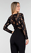 Zwarte Kanten Jumpsuit met V-Hals en Stretch